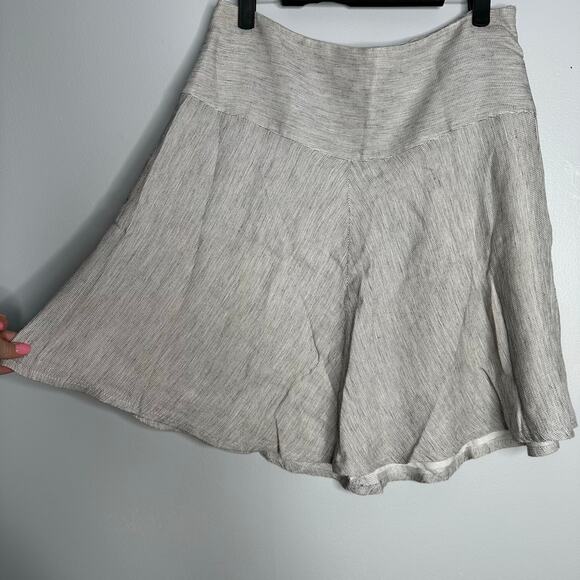 Cabi‎ Woman's White + Black Luna Linen Blend One Fine Day Circle Skirt A-Line 6 - Picture 2 of 9